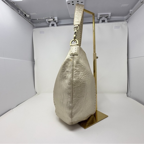 Sigrid Olsen Metallic Gold Leather Hobo Shoulder Bag 100% Leather - Picture 10 of 16